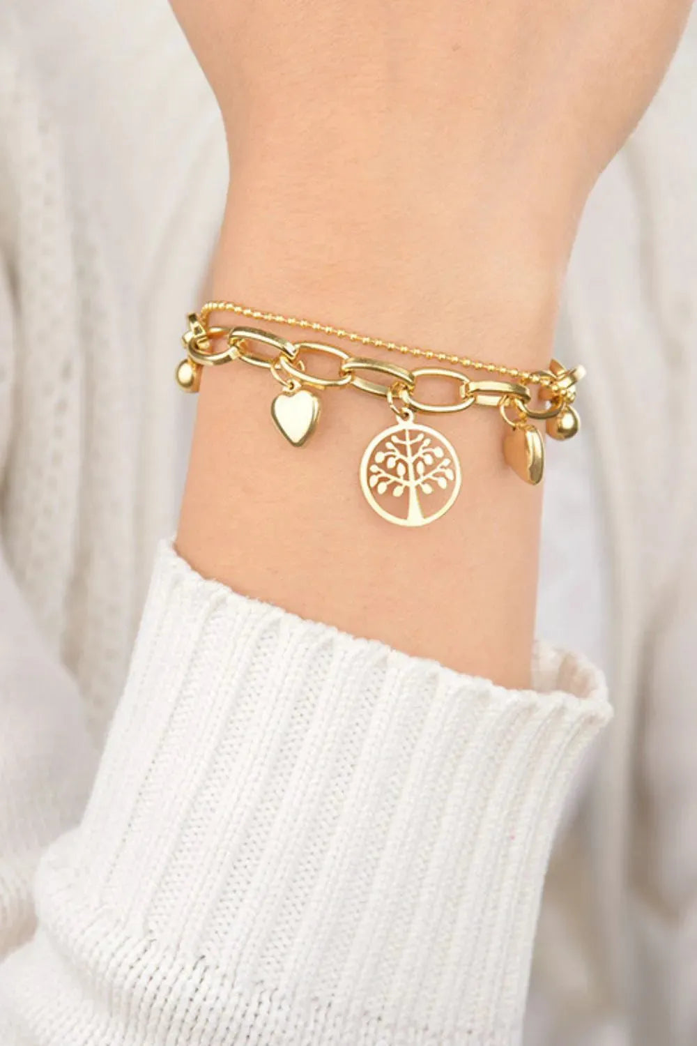 Multi Charm Chunky Chain Bracelet Gold One Size Bracelets - Tophatter Daily Deals